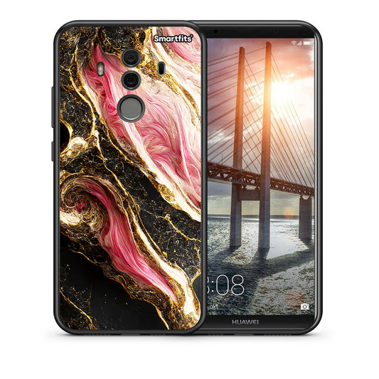 Θήκη Huawei Mate 10 Pro Glamorous Pink Marble από τη Smartfits με σχέδιο στο πίσω μέρος και μαύρο περίβλημα | Huawei Mate 10 Pro Glamorous Pink Marble case with colorful back and black bezels