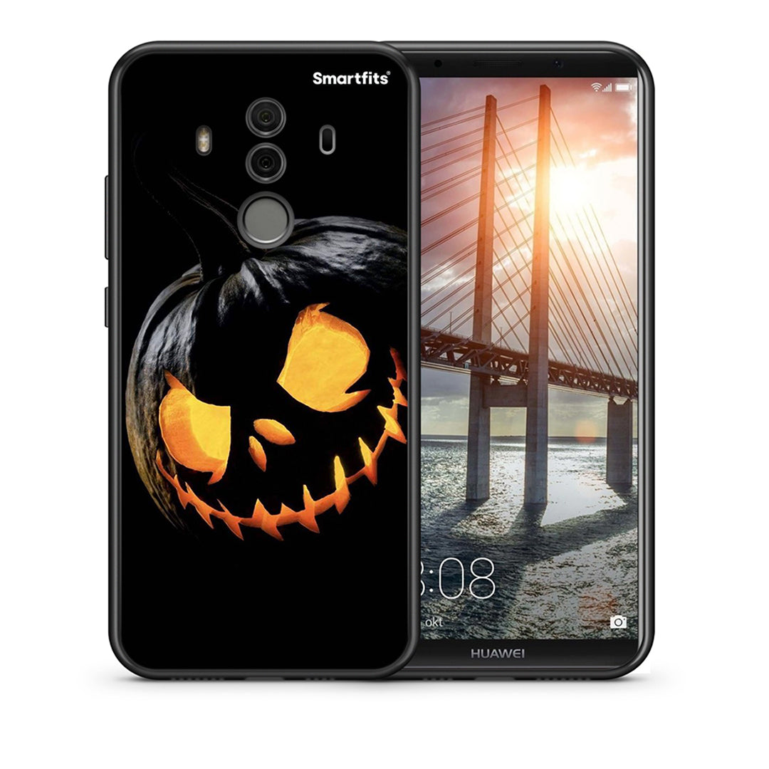 Θήκη Huawei Mate 10 Pro Halloween Scary Pumpkin από τη Smartfits με σχέδιο στο πίσω μέρος και μαύρο περίβλημα | Huawei Mate 10 Pro Halloween Scary Pumpkin case with colorful back and black bezels