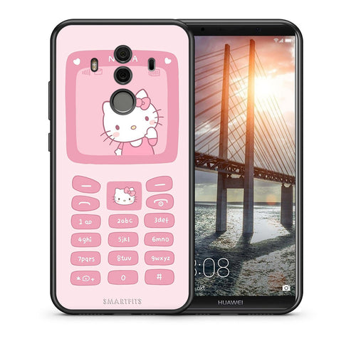 Θήκη Αγίου Βαλεντίνου Huawei Mate 10 Pro Hello Kitten από τη Smartfits με σχέδιο στο πίσω μέρος και μαύρο περίβλημα | Huawei Mate 10 Pro Hello Kitten case with colorful back and black bezels
