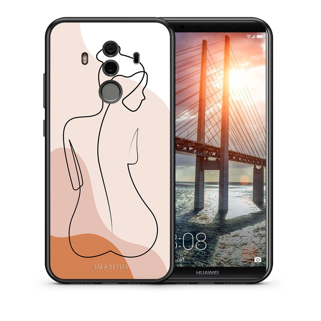 Θήκη Huawei Mate 10 Pro LineArt Woman από τη Smartfits με σχέδιο στο πίσω μέρος και μαύρο περίβλημα | Huawei Mate 10 Pro LineArt Woman case with colorful back and black bezels