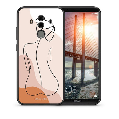 Θήκη Huawei Mate 10 Pro LineArt Woman από τη Smartfits με σχέδιο στο πίσω μέρος και μαύρο περίβλημα | Huawei Mate 10 Pro LineArt Woman case with colorful back and black bezels