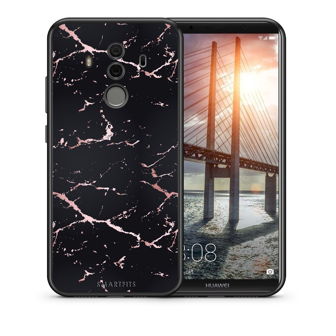 Θήκη Huawei Mate 10 Pro Black Rosegold Marble από τη Smartfits με σχέδιο στο πίσω μέρος και μαύρο περίβλημα | Huawei Mate 10 Pro Black Rosegold Marble case with colorful back and black bezels