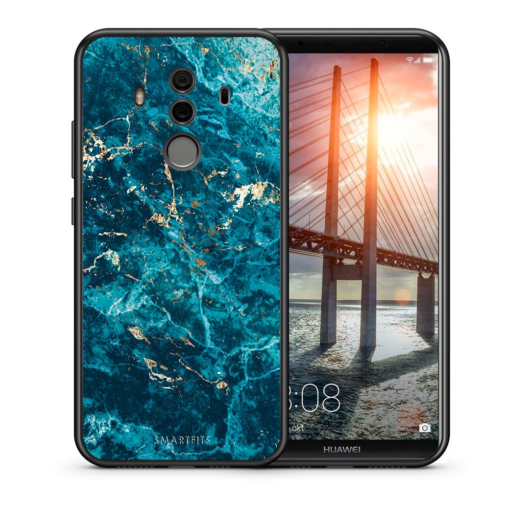 Θήκη Huawei Mate 10 Pro Marble Blue από τη Smartfits με σχέδιο στο πίσω μέρος και μαύρο περίβλημα | Huawei Mate 10 Pro Marble Blue case with colorful back and black bezels