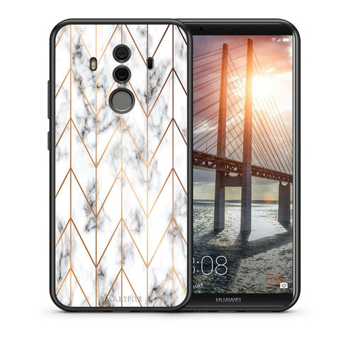 Θήκη Huawei Mate 10 Pro Gold Geometric Marble από τη Smartfits με σχέδιο στο πίσω μέρος και μαύρο περίβλημα | Huawei Mate 10 Pro Gold Geometric Marble case with colorful back and black bezels