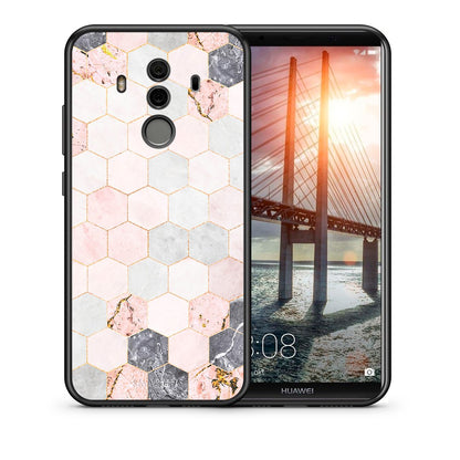 Θήκη Huawei Mate 10 Pro Hexagon Pink Marble από τη Smartfits με σχέδιο στο πίσω μέρος και μαύρο περίβλημα | Huawei Mate 10 Pro Hexagon Pink Marble case with colorful back and black bezels