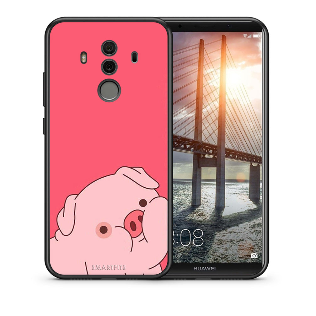 Θήκη Αγίου Βαλεντίνου Huawei Mate 10 Pro Pig Love 1 από τη Smartfits με σχέδιο στο πίσω μέρος και μαύρο περίβλημα | Huawei Mate 10 Pro Pig Love 1 case with colorful back and black bezels