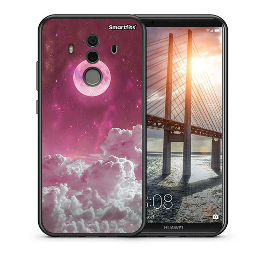Θήκη Huawei Mate 10 Pro Pink Moon από τη Smartfits με σχέδιο στο πίσω μέρος και μαύρο περίβλημα | Huawei Mate 10 Pro Pink Moon case with colorful back and black bezels
