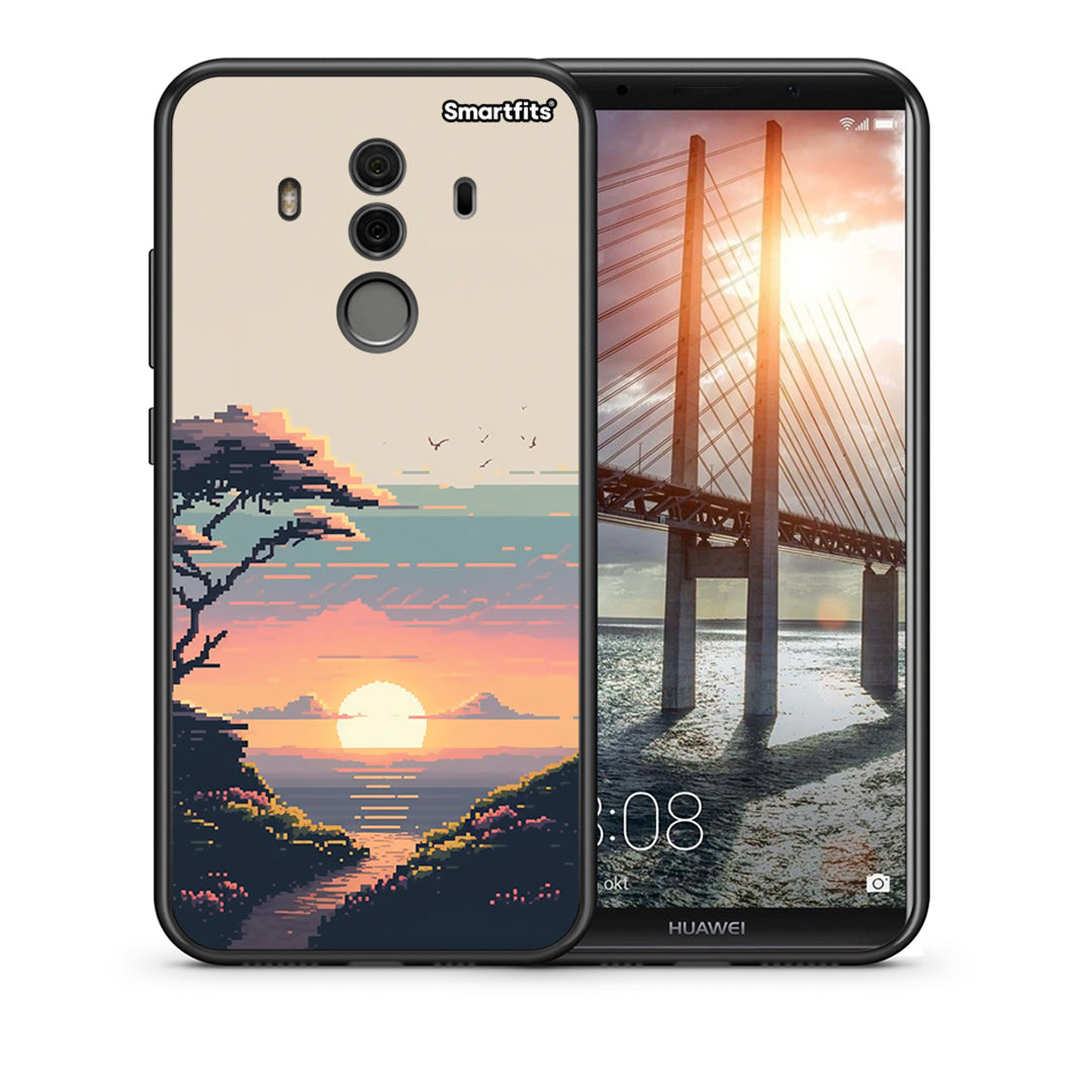 Θήκη Huawei Mate 10 Pro Pixel Sunset από τη Smartfits με σχέδιο στο πίσω μέρος και μαύρο περίβλημα | Huawei Mate 10 Pro Pixel Sunset case with colorful back and black bezels