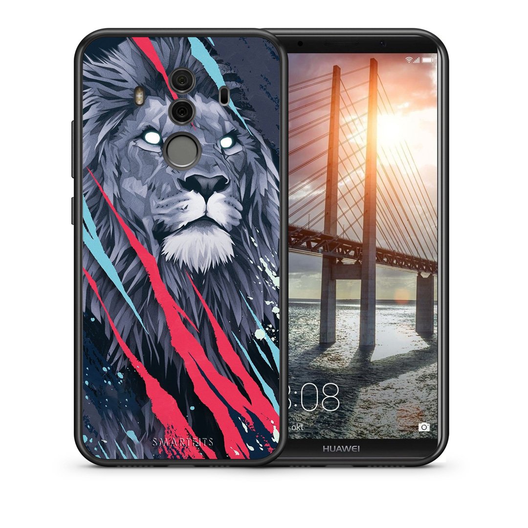Θήκη Huawei Mate 10 Pro Lion Designer PopArt από τη Smartfits με σχέδιο στο πίσω μέρος και μαύρο περίβλημα | Huawei Mate 10 Pro Lion Designer PopArt case with colorful back and black bezels
