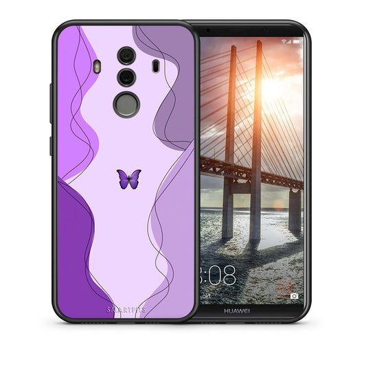 Θήκη Αγίου Βαλεντίνου Huawei Mate 10 Pro Purple Mariposa από τη Smartfits με σχέδιο στο πίσω μέρος και μαύρο περίβλημα | Huawei Mate 10 Pro Purple Mariposa case with colorful back and black bezels