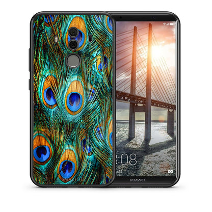 Θήκη Huawei Mate 10 Pro Real Peacock Feathers από τη Smartfits με σχέδιο στο πίσω μέρος και μαύρο περίβλημα | Huawei Mate 10 Pro Real Peacock Feathers case with colorful back and black bezels