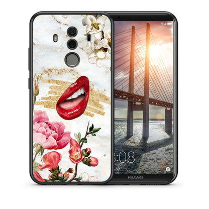 Θήκη Huawei Mate 10 Pro Red Lips από τη Smartfits με σχέδιο στο πίσω μέρος και μαύρο περίβλημα | Huawei Mate 10 Pro Red Lips case with colorful back and black bezels