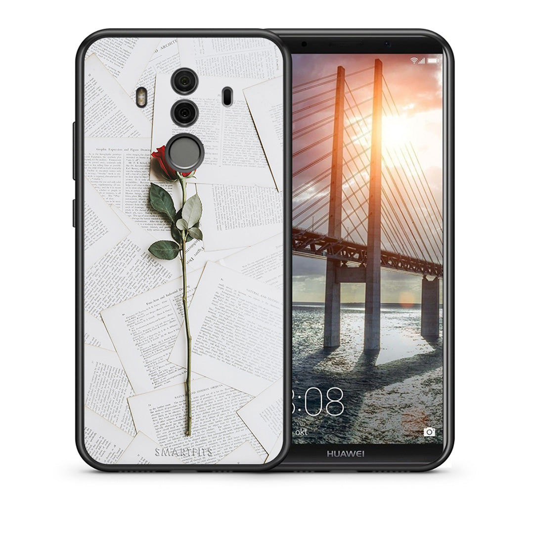 Θήκη Huawei Mate 10 Pro Red Rose από τη Smartfits με σχέδιο στο πίσω μέρος και μαύρο περίβλημα | Huawei Mate 10 Pro Red Rose case with colorful back and black bezels