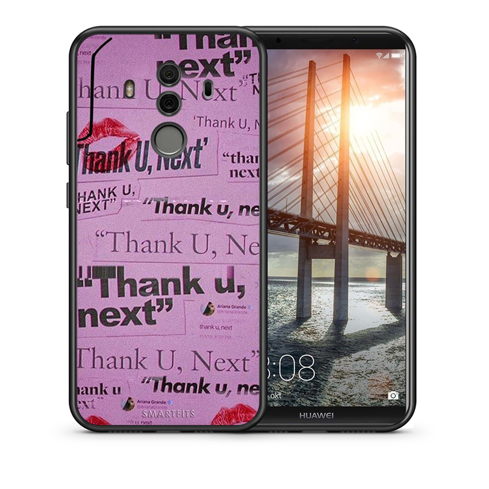 Θήκη Αγίου Βαλεντίνου Huawei Mate 10 Pro Thank You Next από τη Smartfits με σχέδιο στο πίσω μέρος και μαύρο περίβλημα | Huawei Mate 10 Pro Thank You Next case with colorful back and black bezels