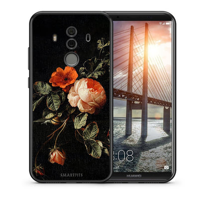Θήκη Huawei Mate 10 Pro Vintage Roses από τη Smartfits με σχέδιο στο πίσω μέρος και μαύρο περίβλημα | Huawei Mate 10 Pro Vintage Roses case with colorful back and black bezels