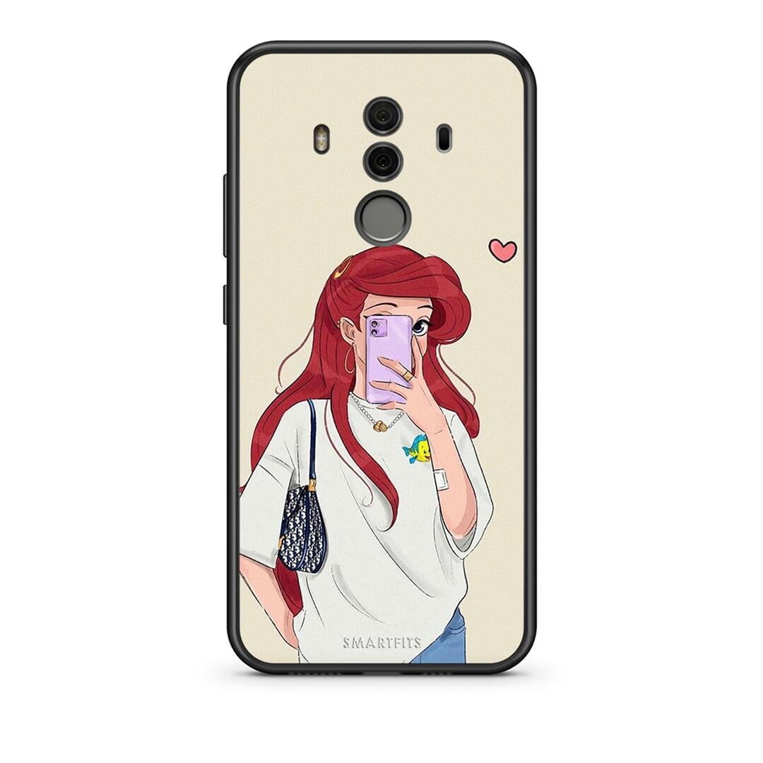 Huawei Mate 10 Pro Walking Mermaid Θήκη από τη Smartfits με σχέδιο στο πίσω μέρος και μαύρο περίβλημα | Smartphone case with colorful back and black bezels by Smartfits