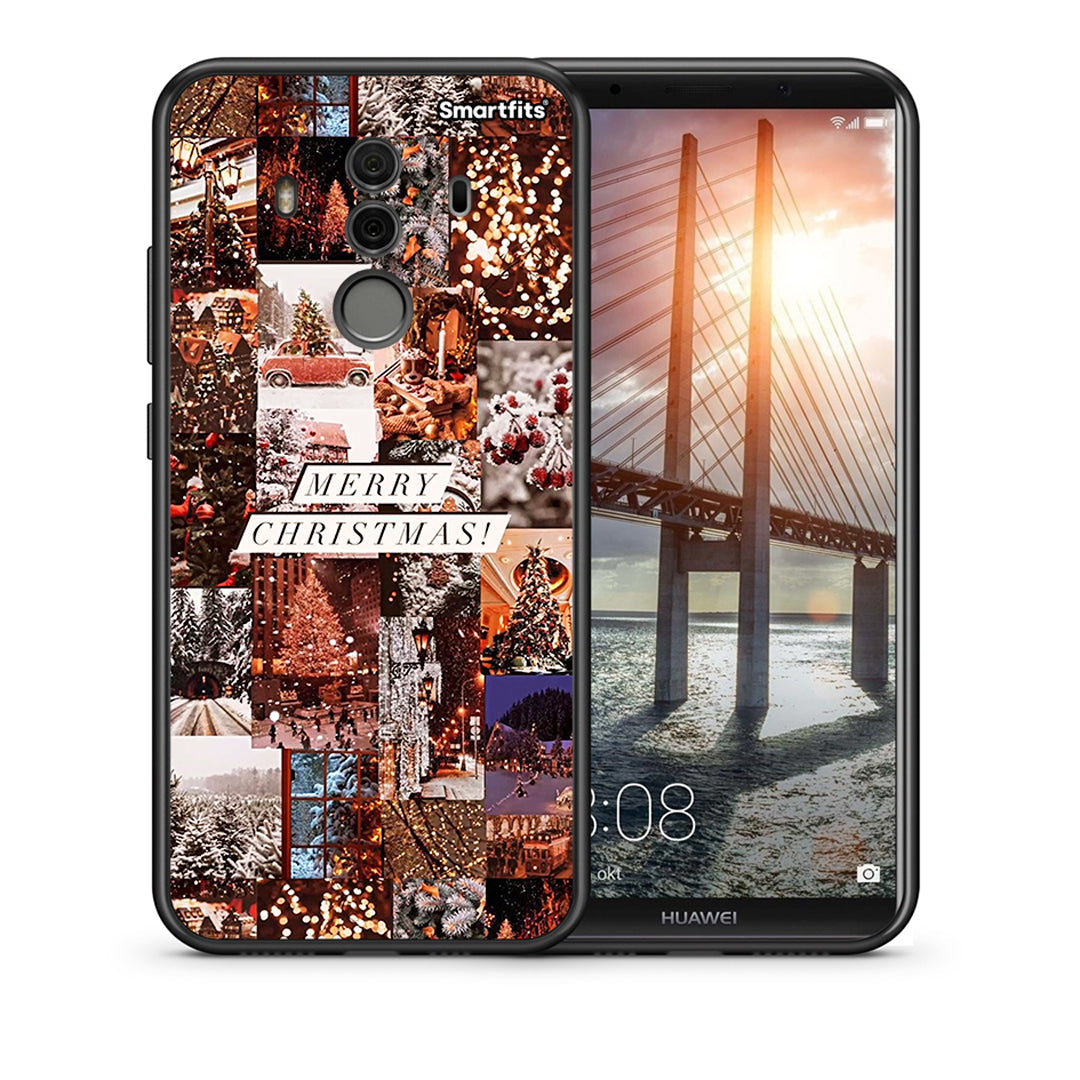 Θήκη Huawei Mate 10 Pro Xmas Collage από τη Smartfits με σχέδιο στο πίσω μέρος και μαύρο περίβλημα | Huawei Mate 10 Pro Xmas Collage case with colorful back and black bezels