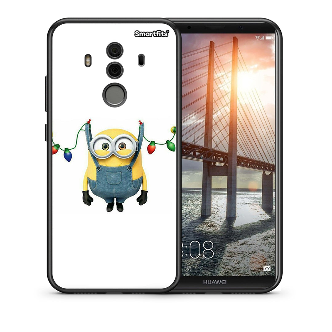 Θήκη Huawei Mate 10 Pro Xmas Minion Lights από τη Smartfits με σχέδιο στο πίσω μέρος και μαύρο περίβλημα | Huawei Mate 10 Pro Xmas Minion Lights case with colorful back and black bezels