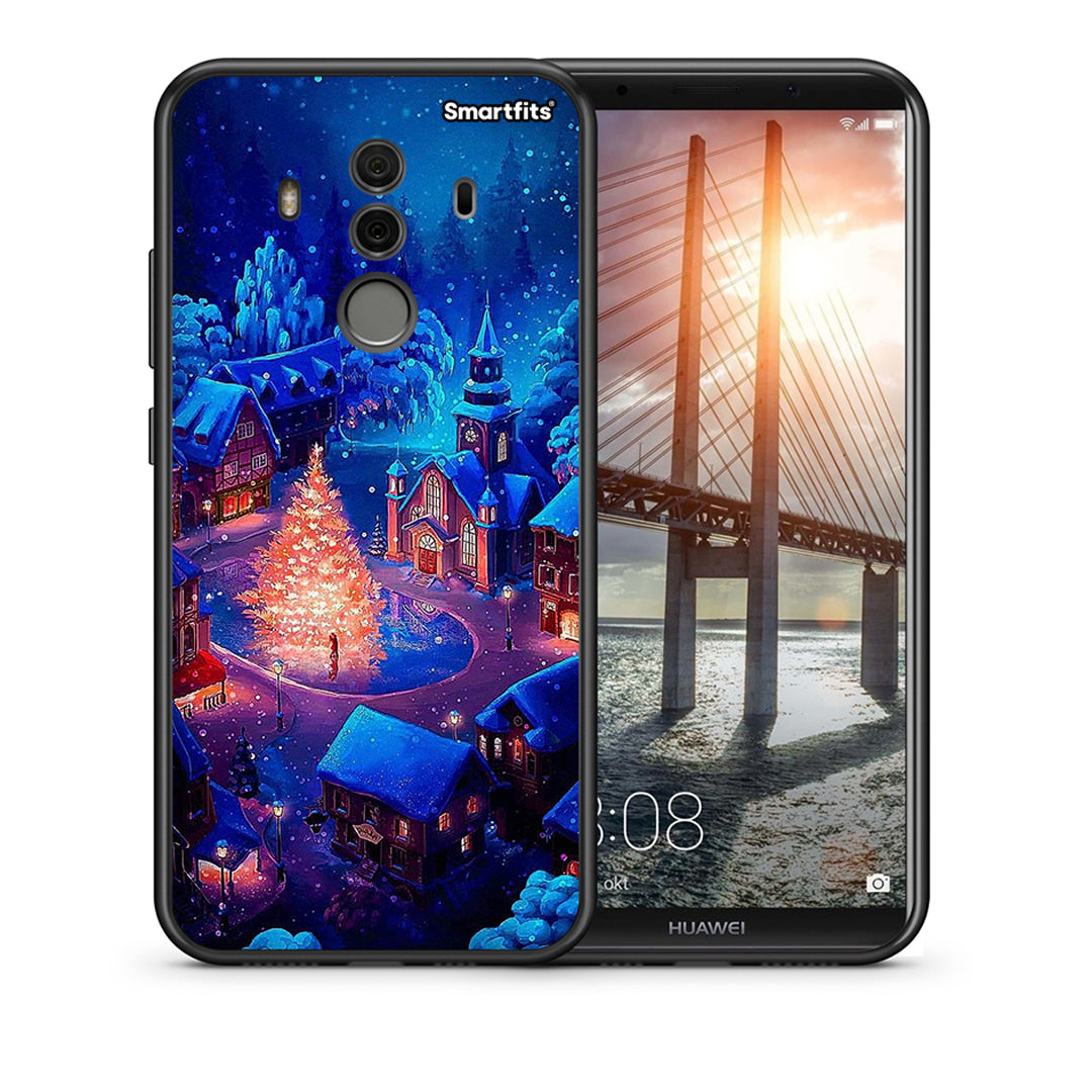 Θήκη Huawei Mate 10 Pro Xmas Village από τη Smartfits με σχέδιο στο πίσω μέρος και μαύρο περίβλημα | Huawei Mate 10 Pro Xmas Village case with colorful back and black bezels