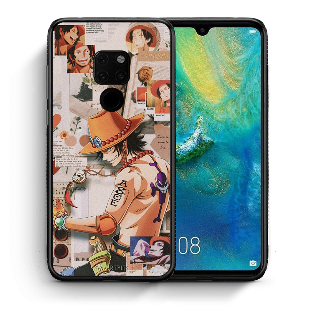 Θήκη Huawei Mate 20 Anime Collage από τη Smartfits με σχέδιο στο πίσω μέρος και μαύρο περίβλημα | Huawei Mate 20 Anime Collage case with colorful back and black bezels