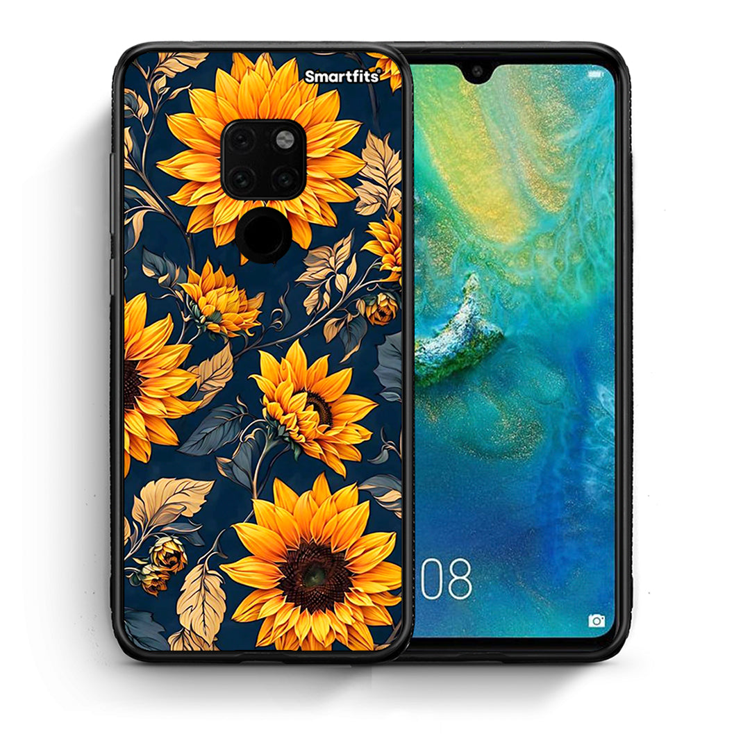 Θήκη Huawei Mate 20 Autumn Sunflowers από τη Smartfits με σχέδιο στο πίσω μέρος και μαύρο περίβλημα | Huawei Mate 20 Autumn Sunflowers case with colorful back and black bezels