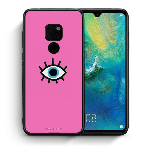 Θήκη Huawei Mate 20 Blue Eye Pink από τη Smartfits με σχέδιο στο πίσω μέρος και μαύρο περίβλημα | Huawei Mate 20 Blue Eye Pink case with colorful back and black bezels