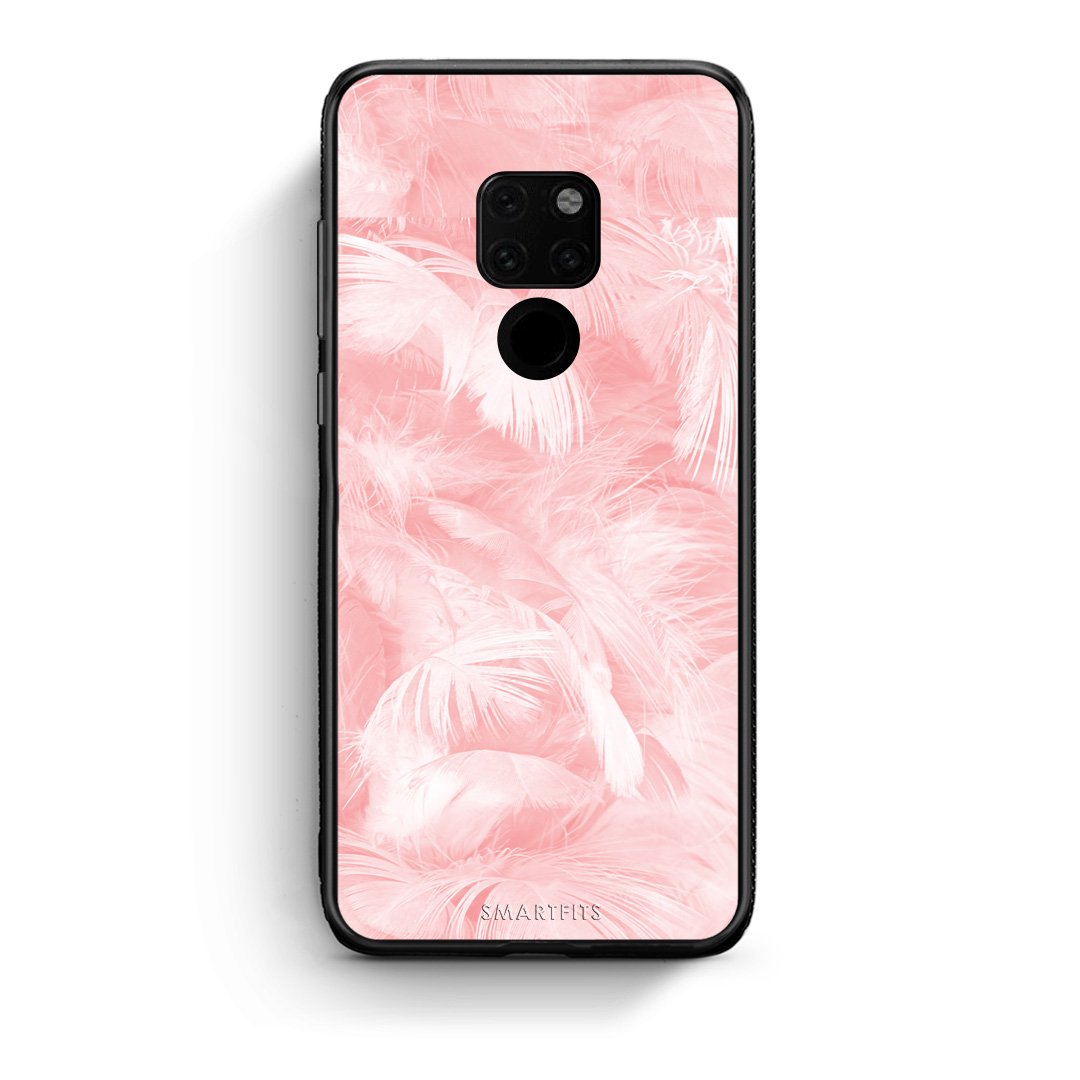 33 - Huawei Mate 20 Pink Feather Boho case, cover, bumper