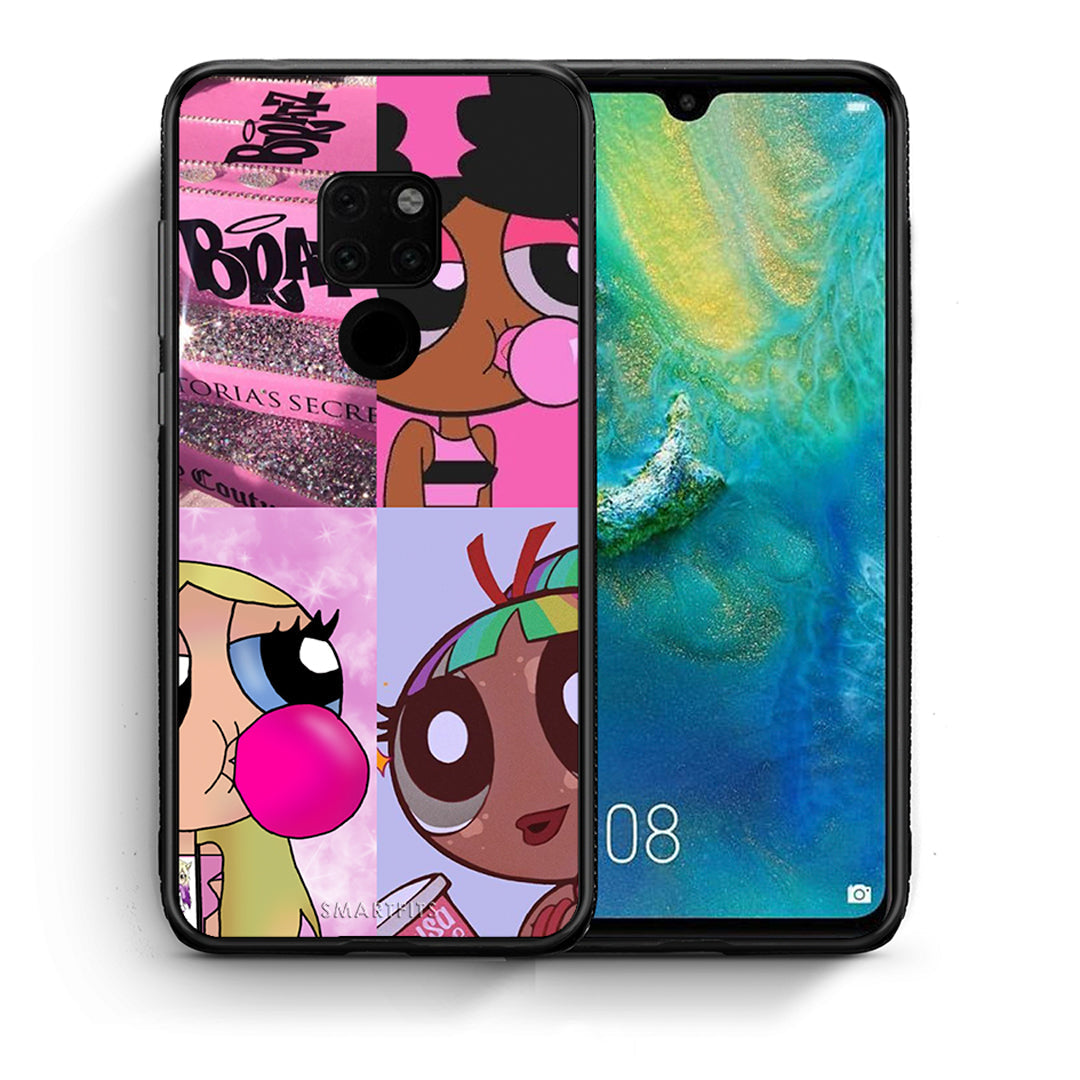 Θήκη Αγίου Βαλεντίνου Huawei Mate 20 Bubble Girls από τη Smartfits με σχέδιο στο πίσω μέρος και μαύρο περίβλημα | Huawei Mate 20 Bubble Girls case with colorful back and black bezels