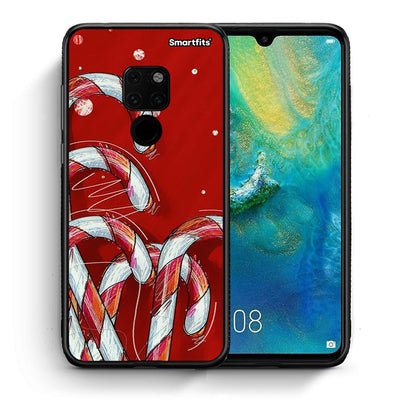 Θήκη Huawei Mate 20 Candy Cane από τη Smartfits με σχέδιο στο πίσω μέρος και μαύρο περίβλημα | Huawei Mate 20 Candy Cane case with colorful back and black bezels