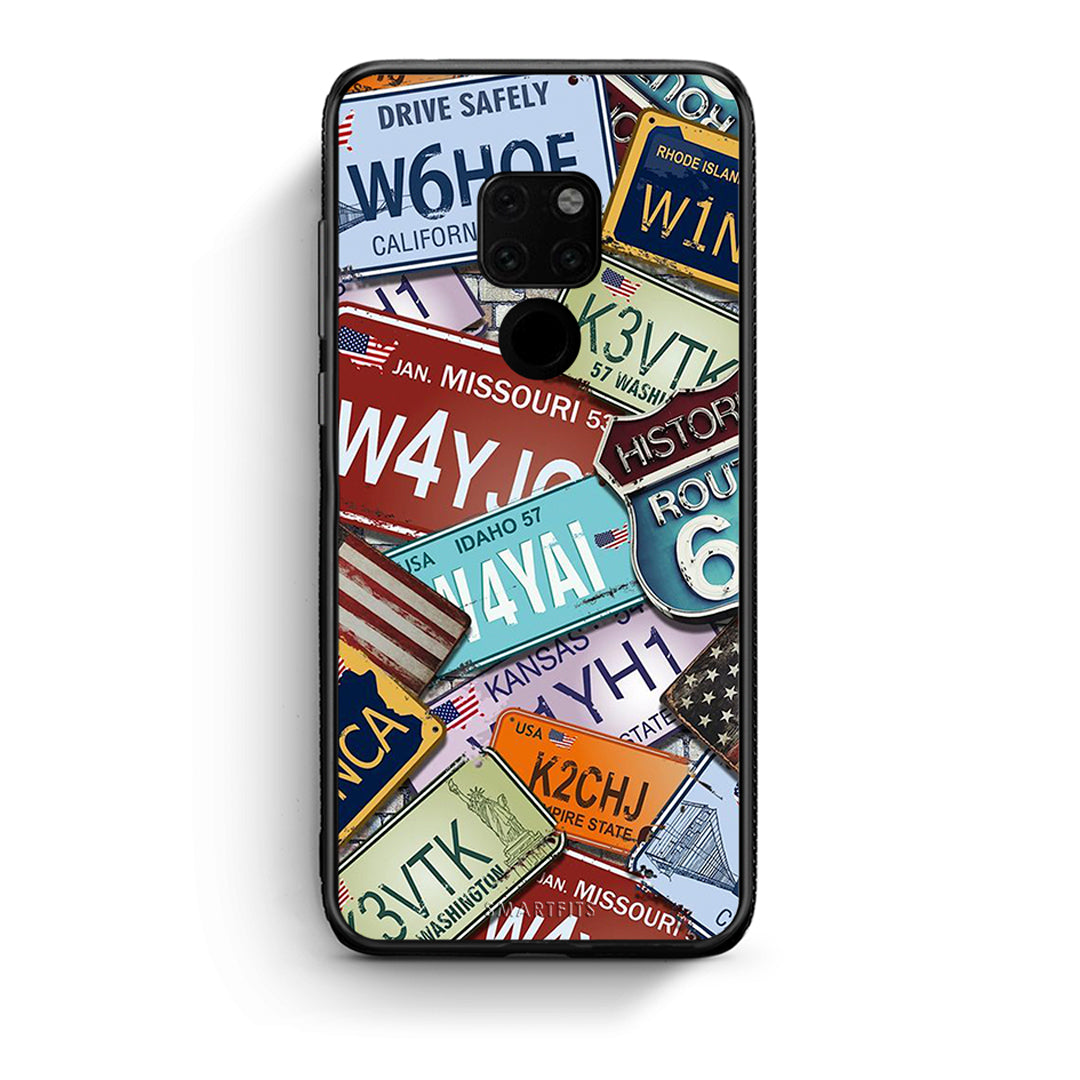 Huawei Mate 20 Car Plates θήκη από τη Smartfits με σχέδιο στο πίσω μέρος και μαύρο περίβλημα | Smartphone case with colorful back and black bezels by Smartfits