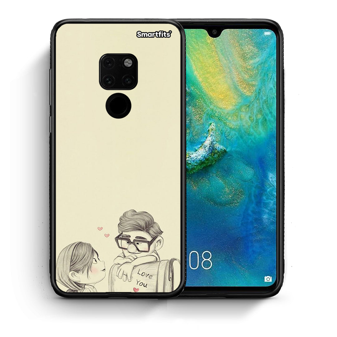 Θήκη Huawei Mate 20 Carl And Ellie από τη Smartfits με σχέδιο στο πίσω μέρος και μαύρο περίβλημα | Huawei Mate 20 Carl And Ellie case with colorful back and black bezels