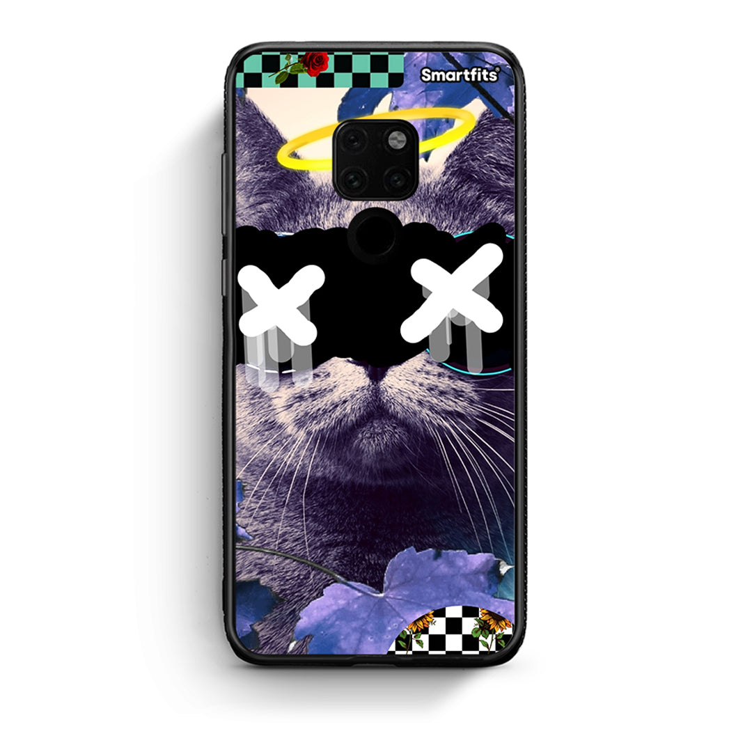 Huawei Mate 20 Cat Collage θήκη από τη Smartfits με σχέδιο στο πίσω μέρος και μαύρο περίβλημα | Smartphone case with colorful back and black bezels by Smartfits