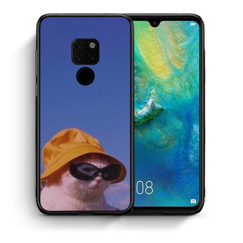 Θήκη Huawei Mate 20 Cat Diva από τη Smartfits με σχέδιο στο πίσω μέρος και μαύρο περίβλημα | Huawei Mate 20 Cat Diva case with colorful back and black bezels