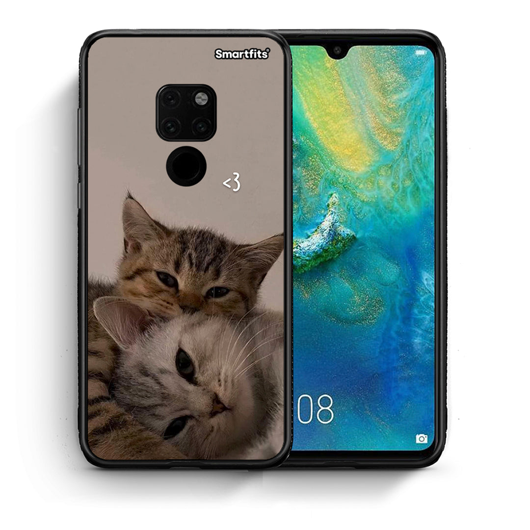 Θήκη Huawei Mate 20 Cats In Love από τη Smartfits με σχέδιο στο πίσω μέρος και μαύρο περίβλημα | Huawei Mate 20 Cats In Love case with colorful back and black bezels