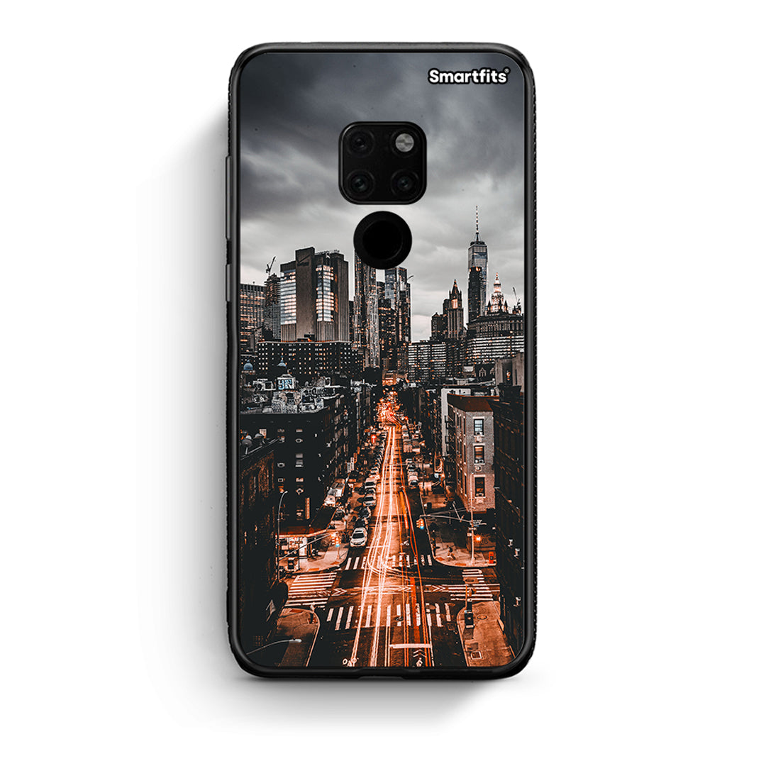 Huawei Mate 20 City Lights θήκη από τη Smartfits με σχέδιο στο πίσω μέρος και μαύρο περίβλημα | Smartphone case with colorful back and black bezels by Smartfits