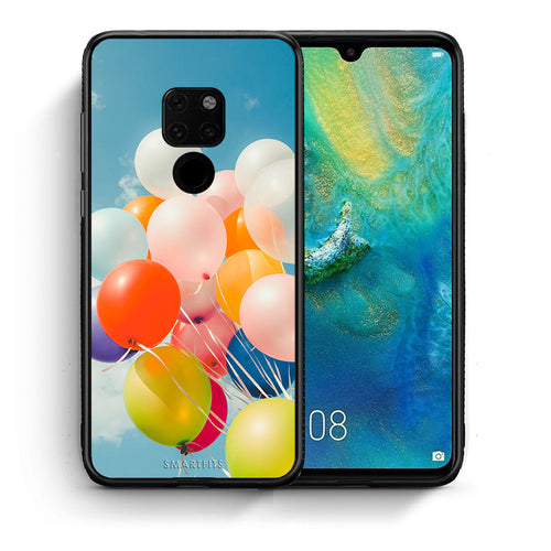 Θήκη Huawei Mate 20 Colorful Balloons από τη Smartfits με σχέδιο στο πίσω μέρος και μαύρο περίβλημα | Huawei Mate 20 Colorful Balloons case with colorful back and black bezels