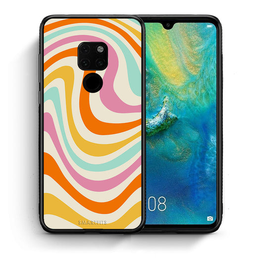 Θήκη Huawei Mate 20 Colourful Waves από τη Smartfits με σχέδιο στο πίσω μέρος και μαύρο περίβλημα | Huawei Mate 20 Colourful Waves case with colorful back and black bezels