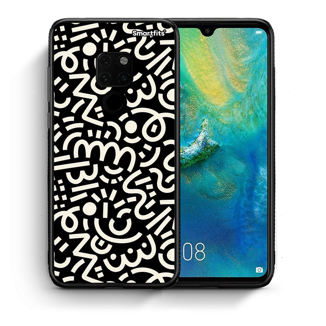 Θήκη Huawei Mate 20 Doodle Art από τη Smartfits με σχέδιο στο πίσω μέρος και μαύρο περίβλημα | Huawei Mate 20 Doodle Art case with colorful back and black bezels