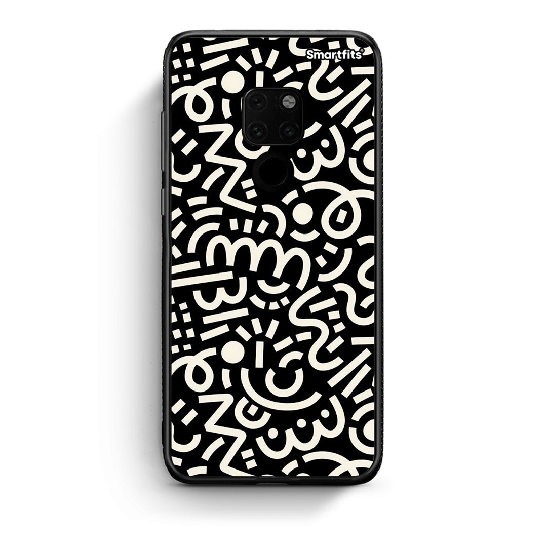 Huawei Mate 20 Doodle Art Θήκη από τη Smartfits με σχέδιο στο πίσω μέρος και μαύρο περίβλημα | Smartphone case with colorful back and black bezels by Smartfits