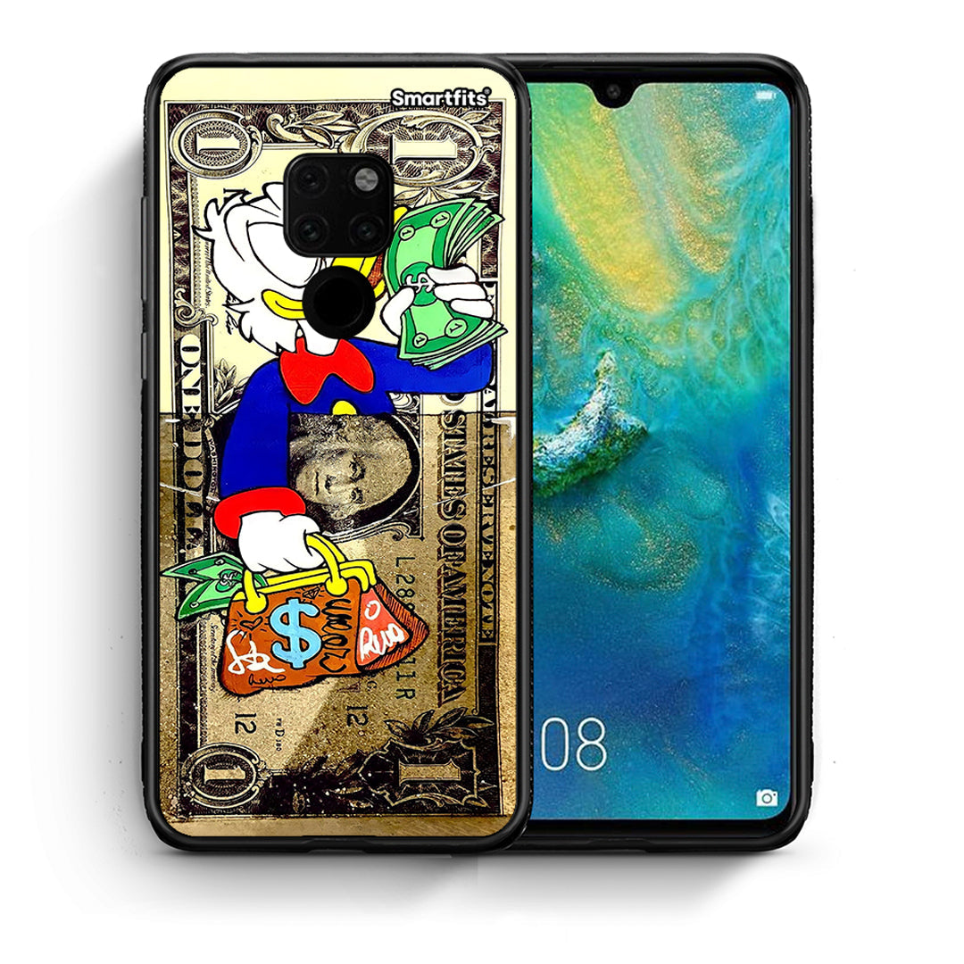 Θήκη Huawei Mate 20 Duck Money από τη Smartfits με σχέδιο στο πίσω μέρος και μαύρο περίβλημα | Huawei Mate 20 Duck Money case with colorful back and black bezels