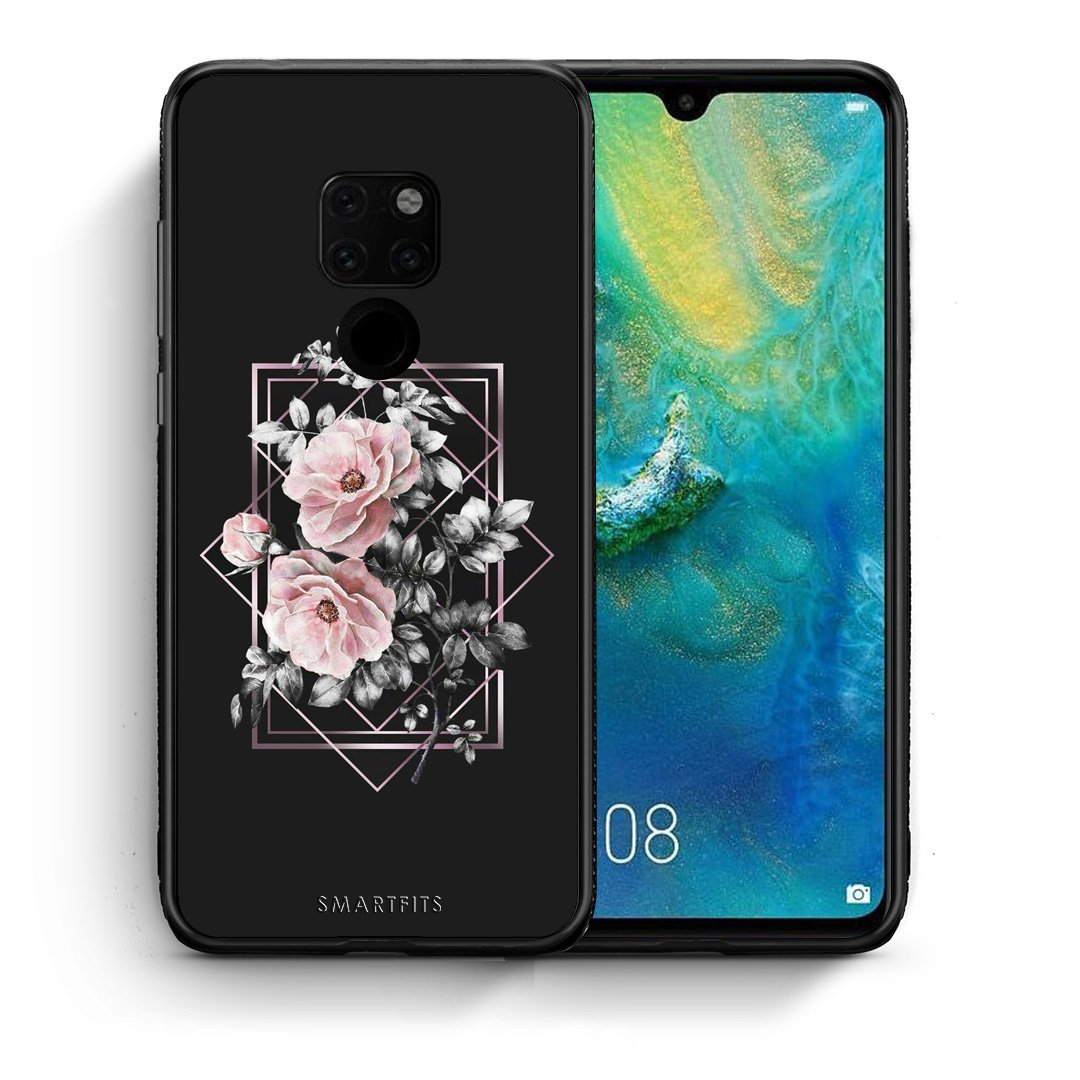 Θήκη Huawei Mate 20 Frame Flower από τη Smartfits με σχέδιο στο πίσω μέρος και μαύρο περίβλημα | Huawei Mate 20 Frame Flower case with colorful back and black bezels