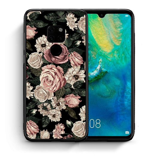 Θήκη Huawei Mate 20 Wild Roses Flower από τη Smartfits με σχέδιο στο πίσω μέρος και μαύρο περίβλημα | Huawei Mate 20 Wild Roses Flower case with colorful back and black bezels