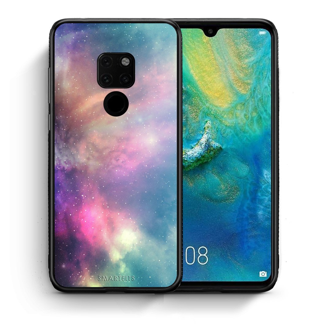 Θήκη Huawei Mate 20 Rainbow Galaxy από τη Smartfits με σχέδιο στο πίσω μέρος και μαύρο περίβλημα | Huawei Mate 20 Rainbow Galaxy case with colorful back and black bezels