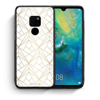 Θήκη Huawei Mate 20 Luxury White Geometric από τη Smartfits με σχέδιο στο πίσω μέρος και μαύρο περίβλημα | Huawei Mate 20 Luxury White Geometric case with colorful back and black bezels