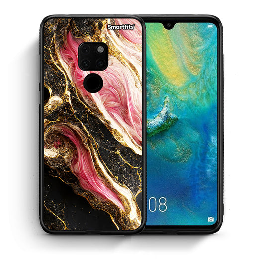 Θήκη Huawei Mate 20 Glamorous Pink Marble από τη Smartfits με σχέδιο στο πίσω μέρος και μαύρο περίβλημα | Huawei Mate 20 Glamorous Pink Marble case with colorful back and black bezels