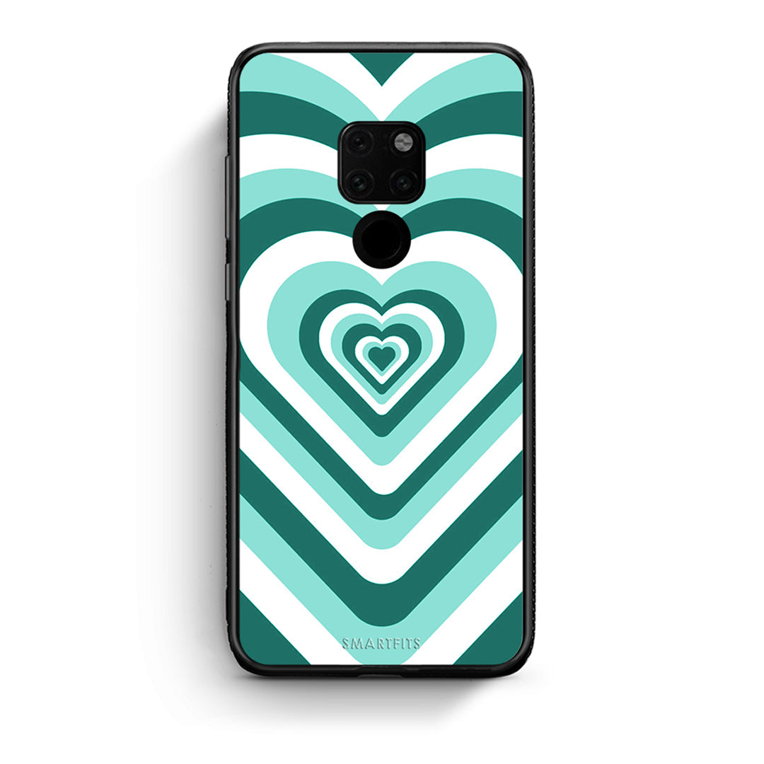 Huawei Mate 20 Green Hearts θήκη από τη Smartfits με σχέδιο στο πίσω μέρος και μαύρο περίβλημα | Smartphone case with colorful back and black bezels by Smartfits
