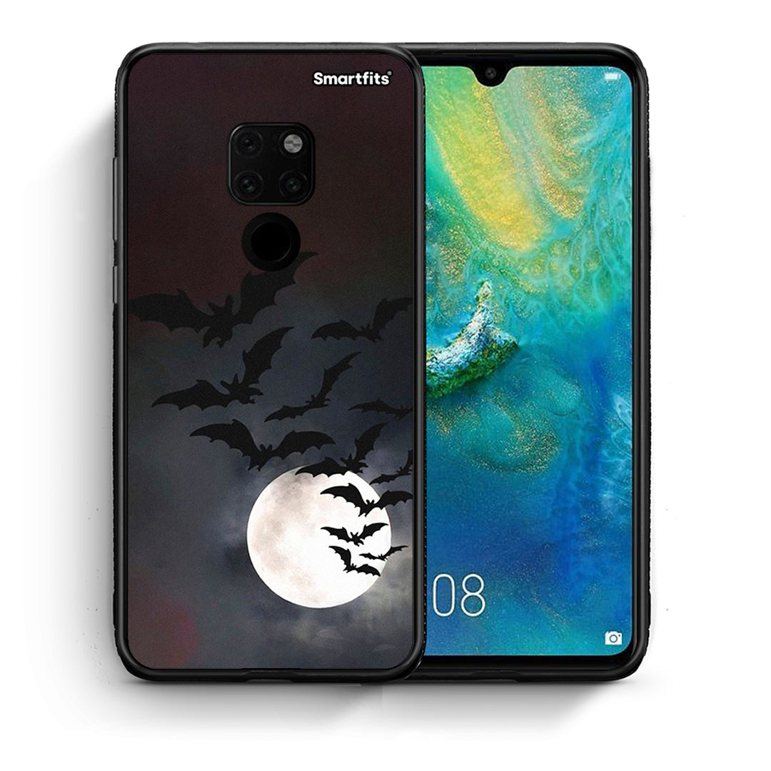 Θήκη Huawei Mate 20 Halloween Bat Night από τη Smartfits με σχέδιο στο πίσω μέρος και μαύρο περίβλημα | Huawei Mate 20 Halloween Bat Night case with colorful back and black bezels