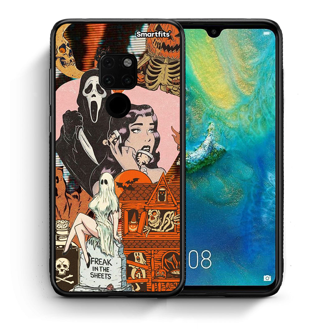 Θήκη Huawei Mate 20 Halloween Collage από τη Smartfits με σχέδιο στο πίσω μέρος και μαύρο περίβλημα | Huawei Mate 20 Halloween Collage case with colorful back and black bezels