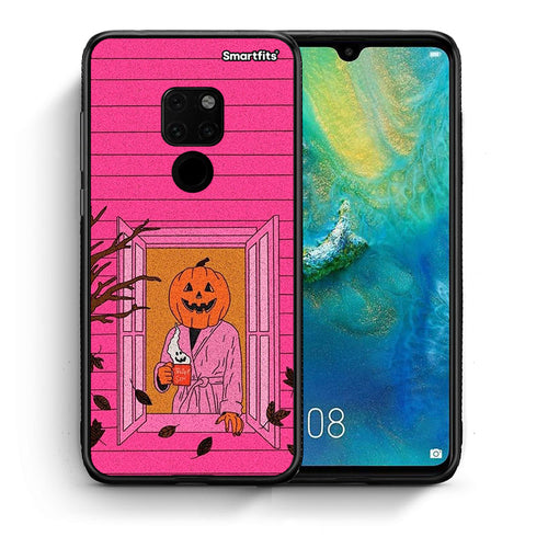 Θήκη Huawei Mate 20 Halloween Pumpkin Lady από τη Smartfits με σχέδιο στο πίσω μέρος και μαύρο περίβλημα | Huawei Mate 20 Halloween Pumpkin Lady case with colorful back and black bezels