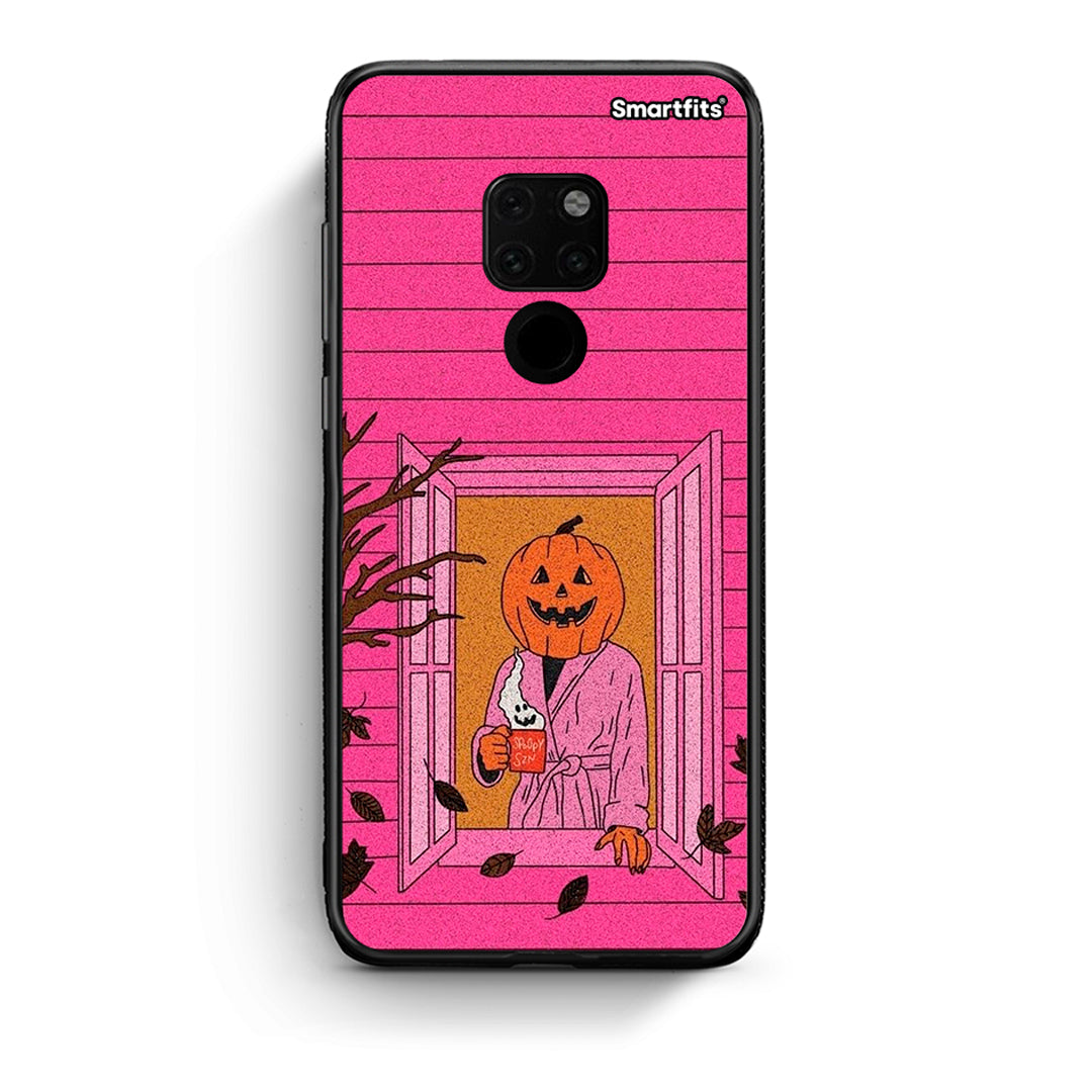 Huawei Mate 20 Halloween Pumpkin Lady Θήκη από τη Smartfits με σχέδιο στο πίσω μέρος και μαύρο περίβλημα | Smartphone case with colorful back and black bezels by Smartfits